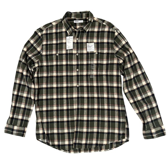 Sonoma NWT Green, Tan and Ivory Casual Flannel Button Down Shirt - Picture 1 of 7